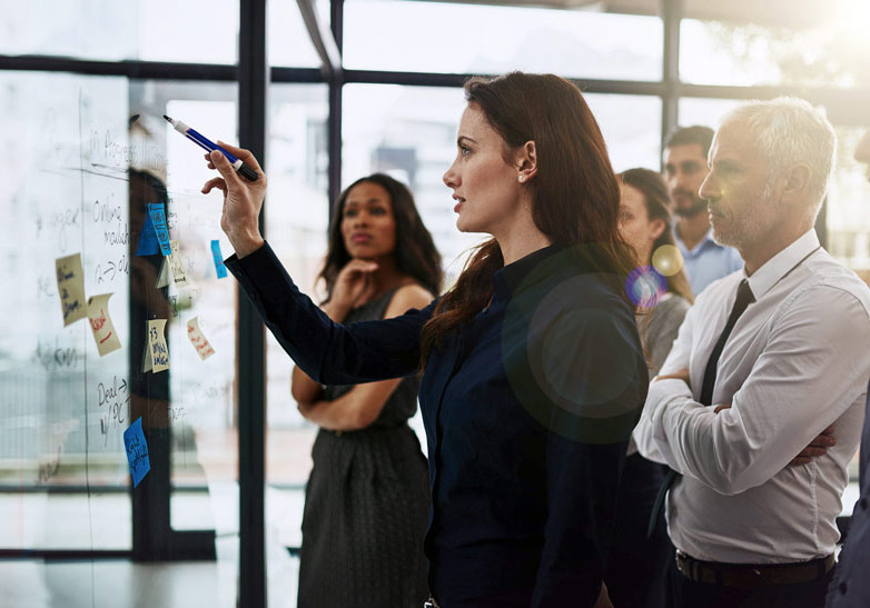 Woman leading meeting